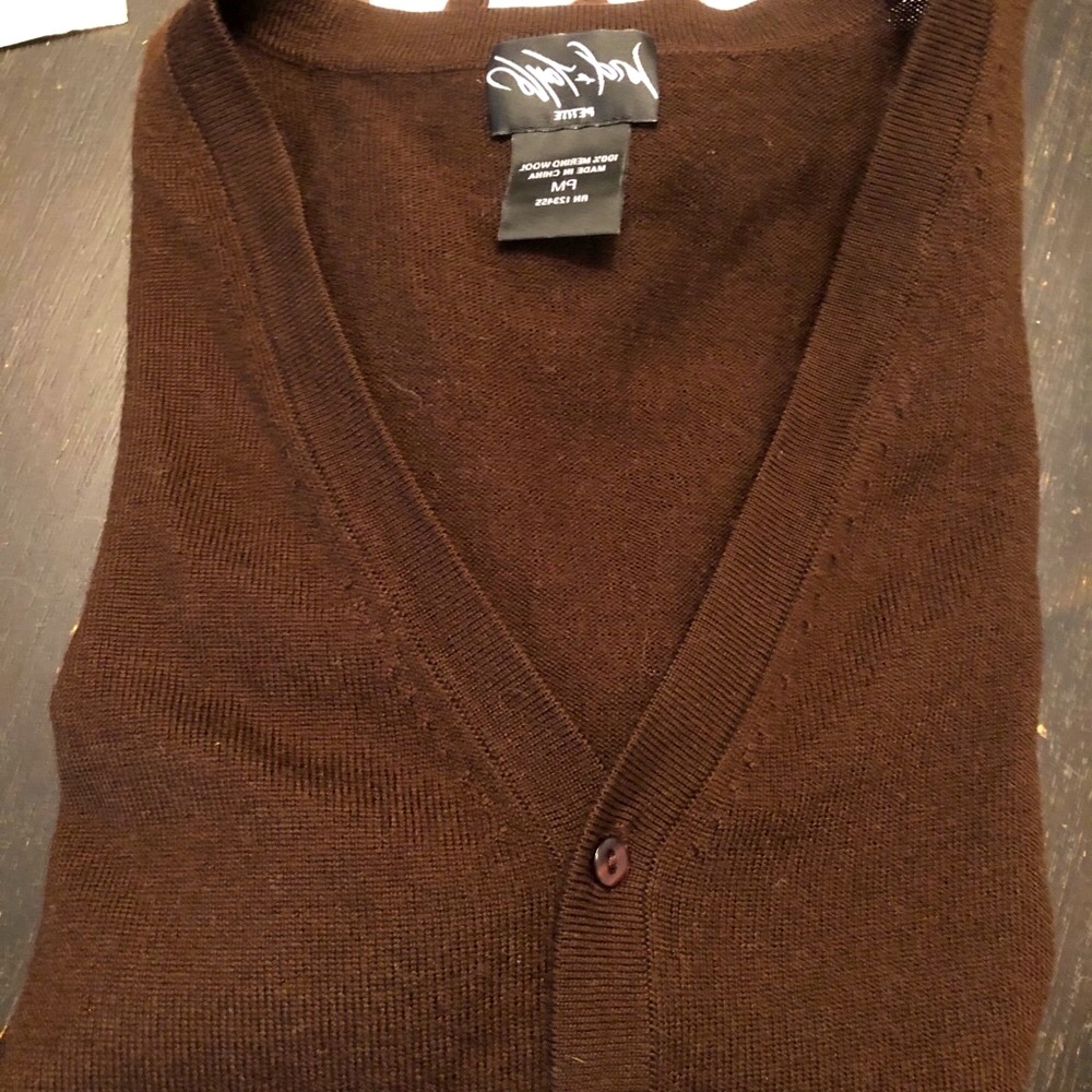 NWOT- Merino Wool Cardigan in Chocolate Brown, PM - from Lord & Taylor